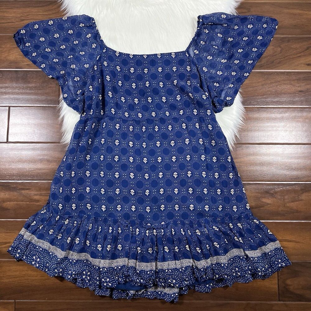 NEW Maeve Anthropologie Women's Size 2X Navy Blue Smocked Tunic Mini Dress